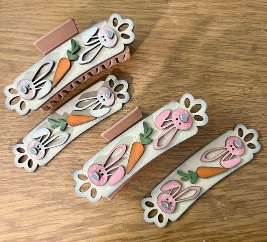 DIY Easter Ears Claw Clip: Unfinished Wood Laser Cut Blank