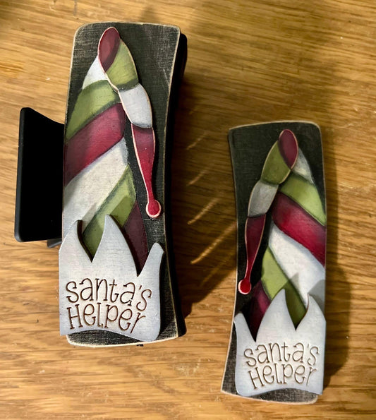 DIY Santas Helpers Claw Clip: Unfinished Wood Laser Cut, Holiday