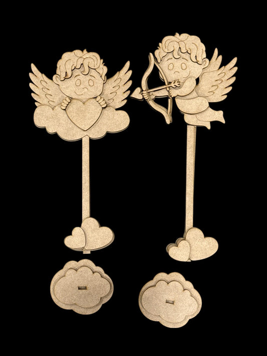 DIY Cupid on Stands, Love Cupid, Valentine Cupids Standing, Hearts and Cupid Unfinished, Cupid