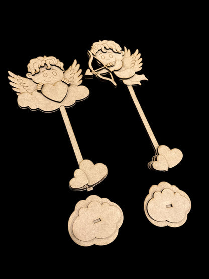 DIY Cupid on Stands, Love Cupid, Valentine Cupids Standing, Hearts and Cupid Unfinished, Cupid