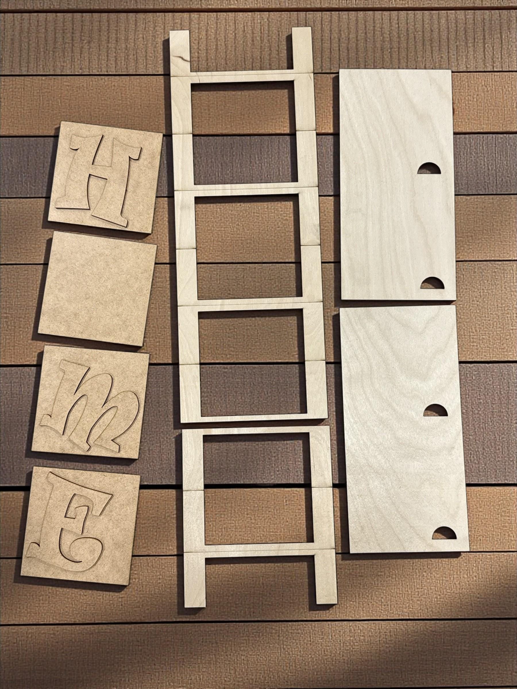 DIY 4 Tier Tile Leaning Frames for Interchangeable Wood Tiles, 4.25 or 4.5" Ladder inserts, Home Sign, Home Decor, Frame Small Signs