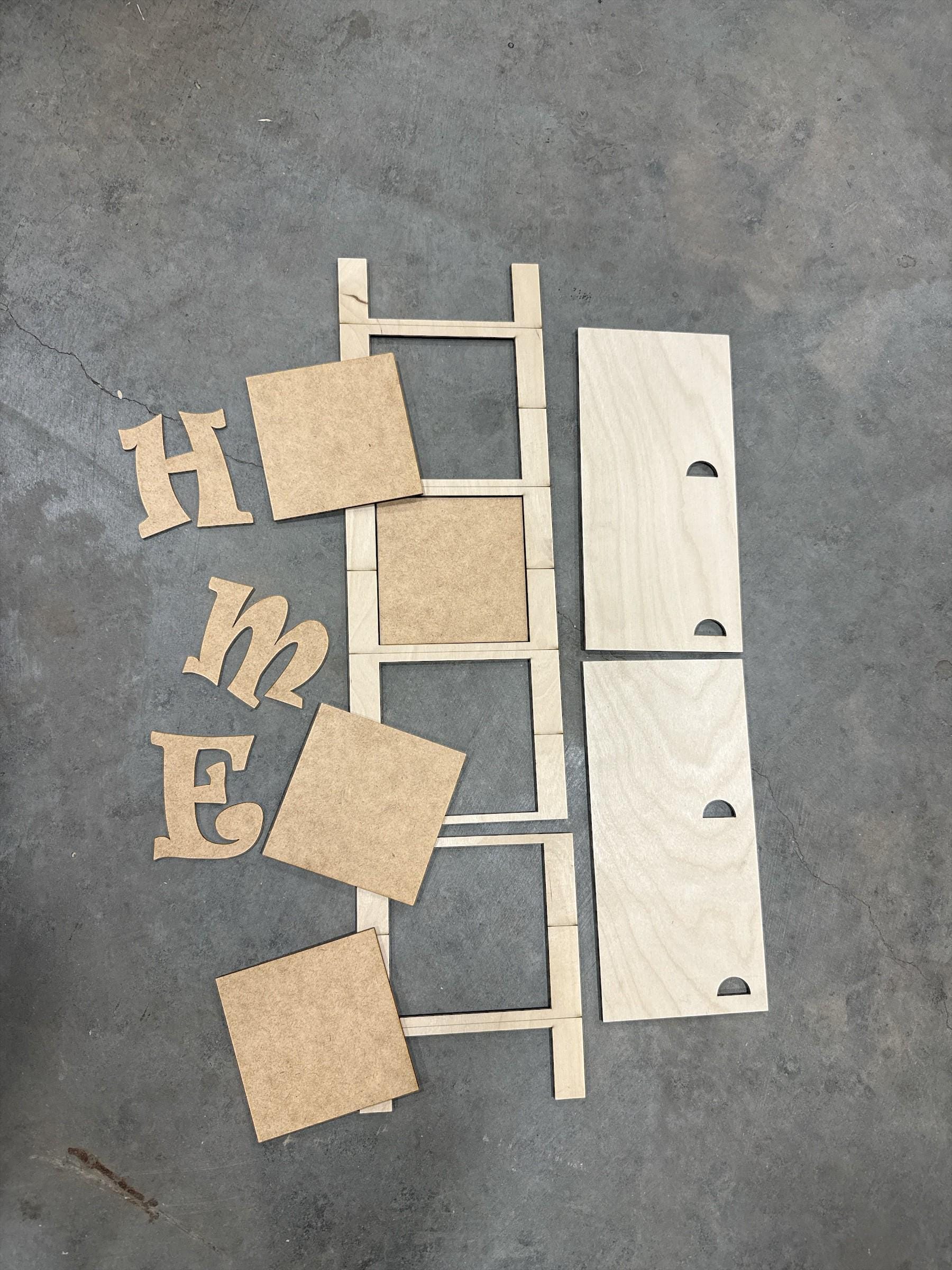 DIY 4 Tier Tile Leaning Frames for Interchangeable Wood Tiles, 4.25 or 4.5" Ladder inserts, Home Sign, Home Decor, Frame Small Signs