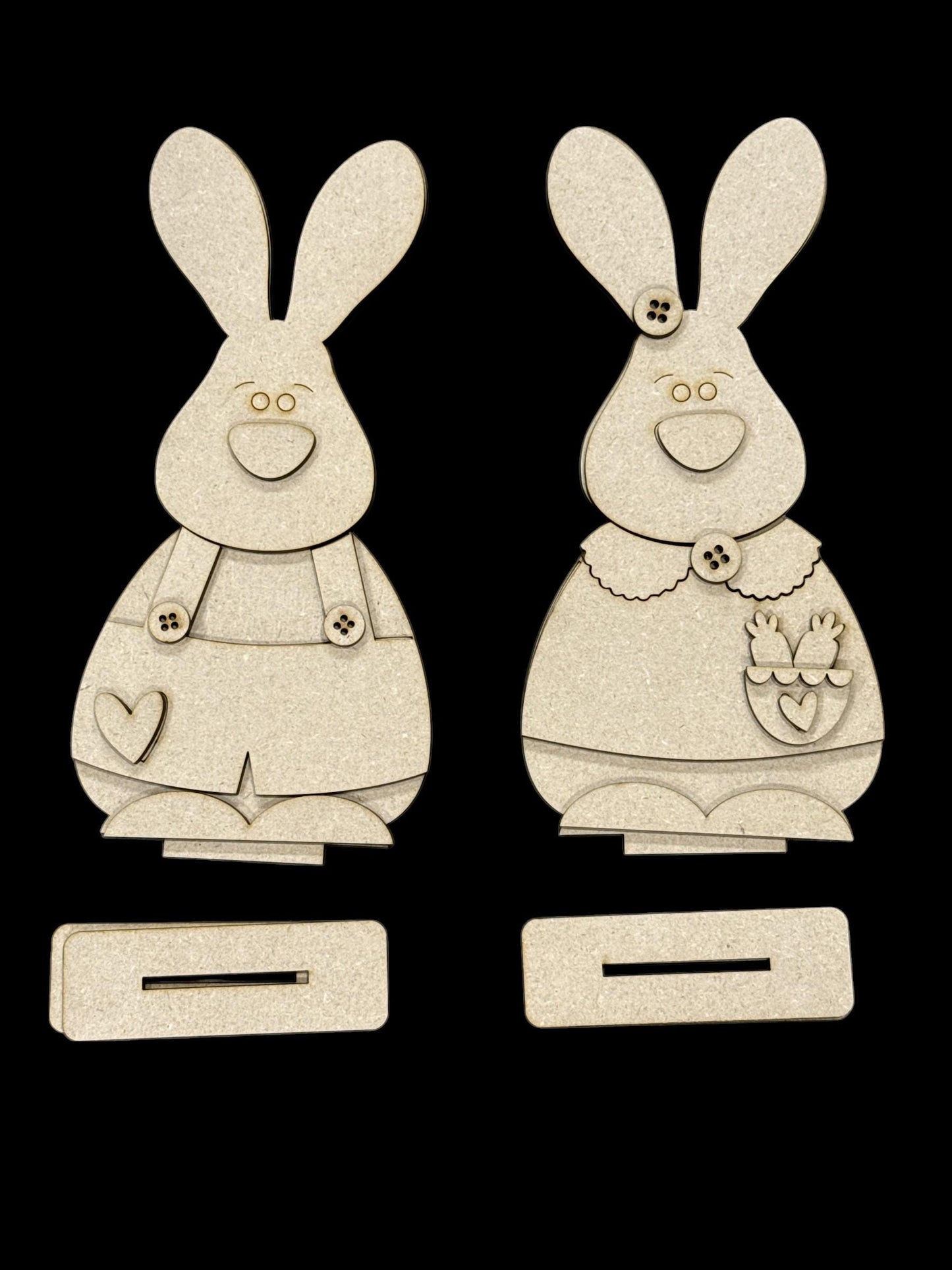 DIY Bunny Couple Shelf Sitter, Easter Primitive, Shelf Sitter, Unfinished, Spring Bunnies
