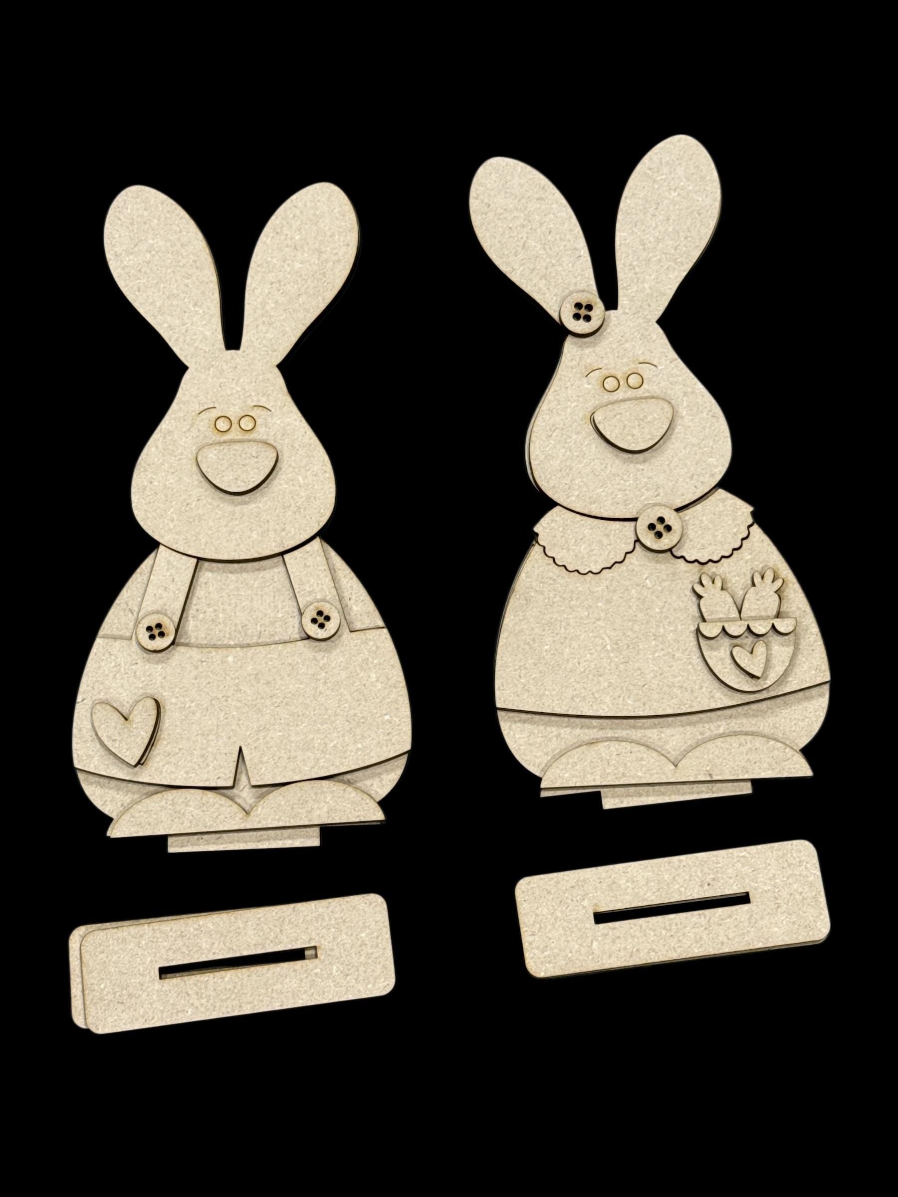 DIY Bunny Couple Shelf Sitter, Easter Primitive, Shelf Sitter, Unfinished, Spring Bunnies