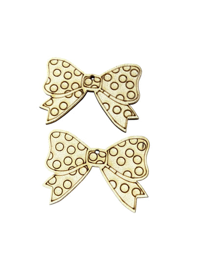 DIY Polka Dot Earring, Wooden Earrings: Unfinished Birch, Laser Cut, Bows and Polka Dots