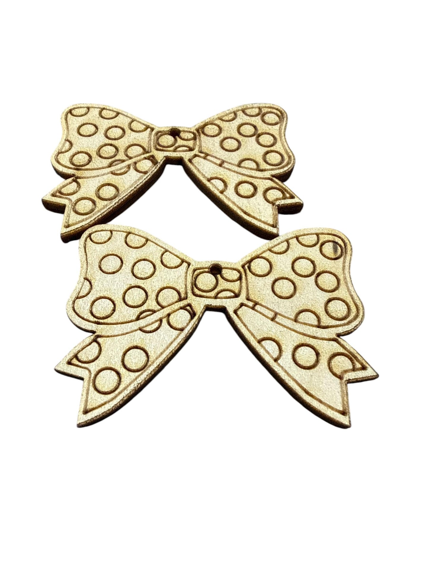 DIY Polka Dot Earring, Wooden Earrings: Unfinished Birch, Laser Cut, Bows and Polka Dots