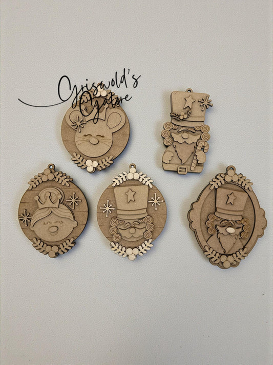 DIY Nutcracker Collection Ornaments, Unfinished Nutcracker, Mouse, Santa, Nutcracker Ornament