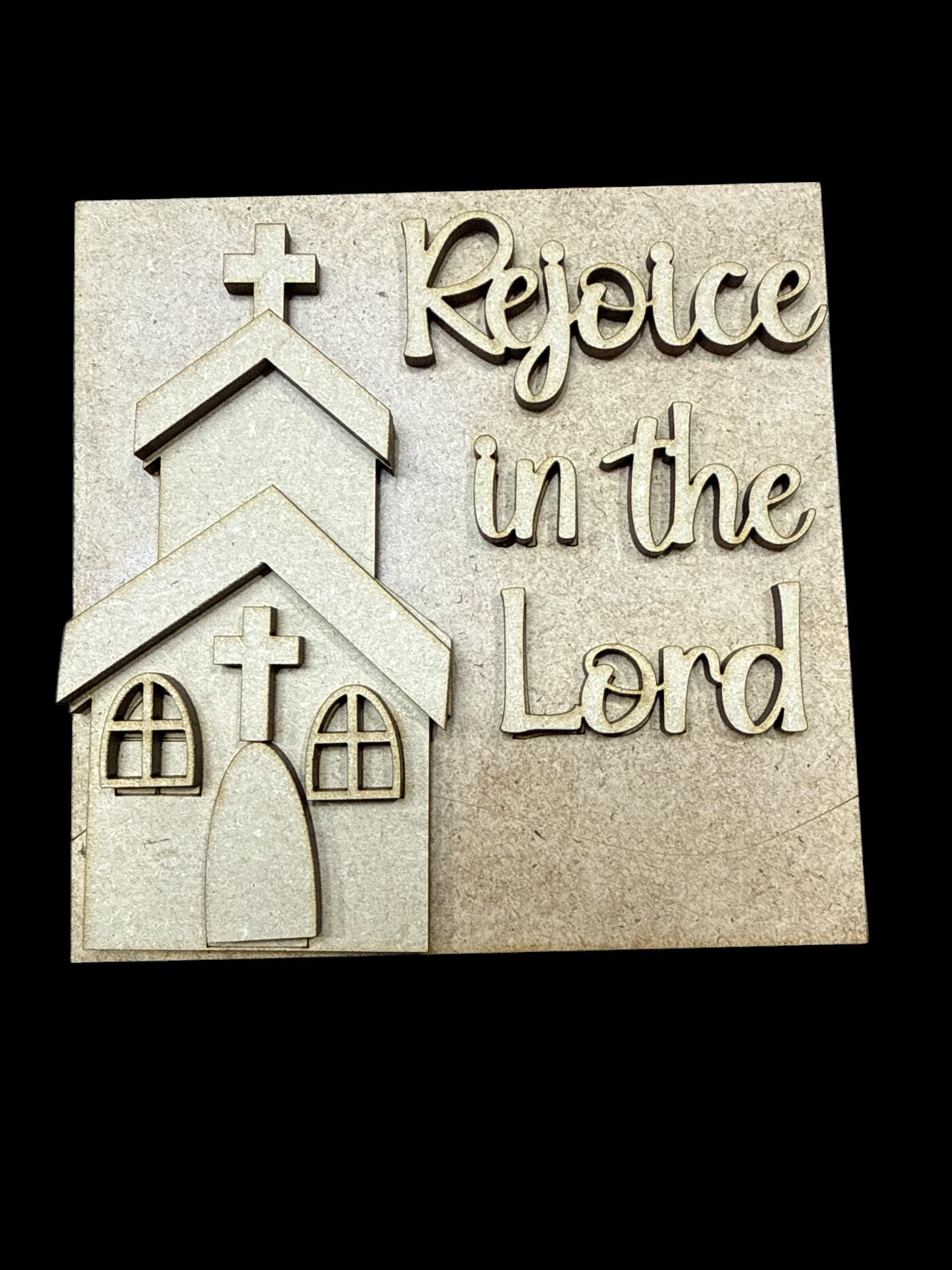 DIY Religious Easter Squares, Easter Ladder insert, Easter Inserts DIY, 4.25" Squares for inserts, Ladder insert, Rejoice in the lord