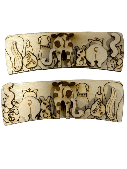 DIY Farm Animals Claw Clip: Unfinished Wood Laser Cut Blank, Farm Animals Claw Clips
