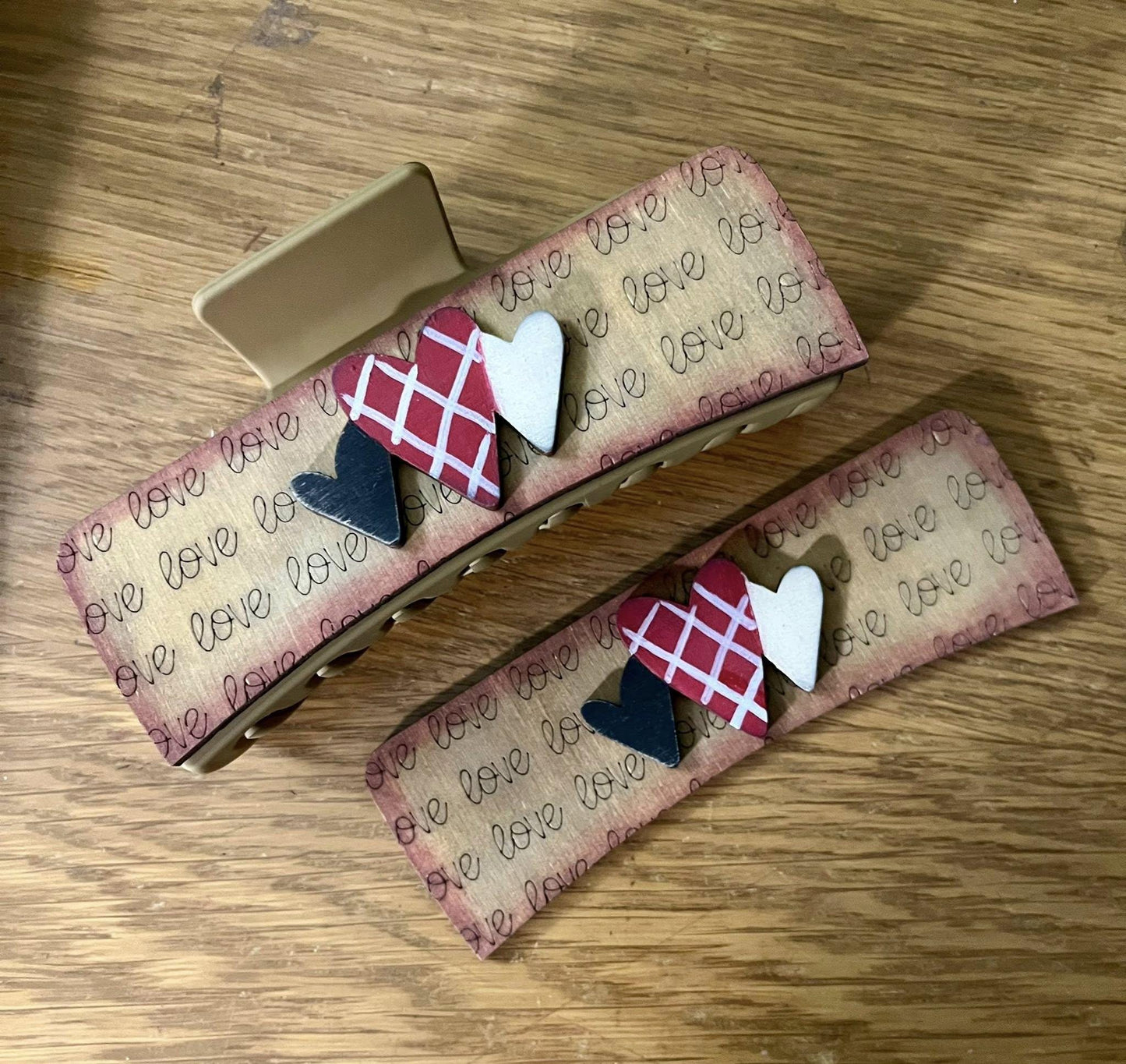 DIY Hearts Love Valentine, Unfinished Claw clip, 2" and 4", Love Notes on Hair Clip, Paint your own