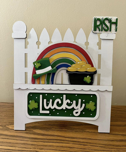 DIY Lucky Truck Insert, Seasonal Truck Insert, Picket, Easel Interchangeable St. Patrick's, Lucky DIY Kit, Unfinished KIT