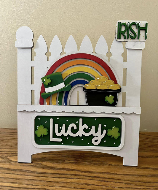 DIY Lucky Truck Insert, Seasonal Truck Insert, Picket, Easel Interchangeable St. Patrick's, Lucky DIY Kit, Unfinished KIT