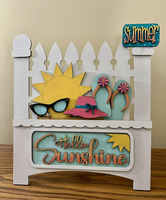 DIY Hello Sunshine Interchangeable Insert: Summer Truck Picket Decor DIY Kit, Pallet Sign Insert, Interchange Inserts