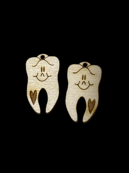 DIY Tooth with Heart Earrings, Dentist Unfinished, Dangles, Dental Hygienist, Unfinished Tooth Earrings, Love your dentist