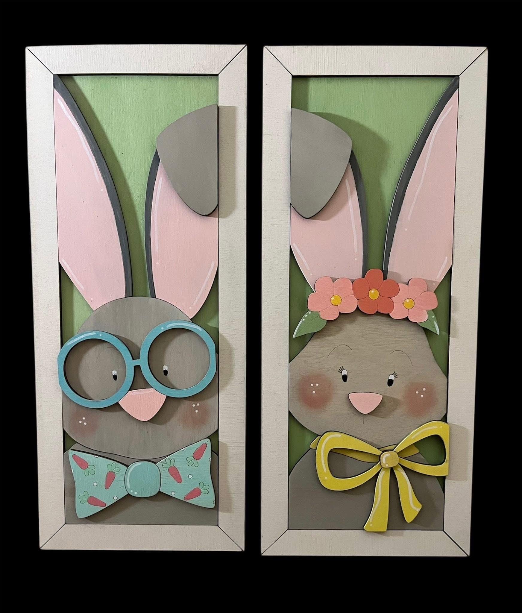 DIY Bunny Shelf Leaner, Bunny Boy, Bunny Girl Unfinished