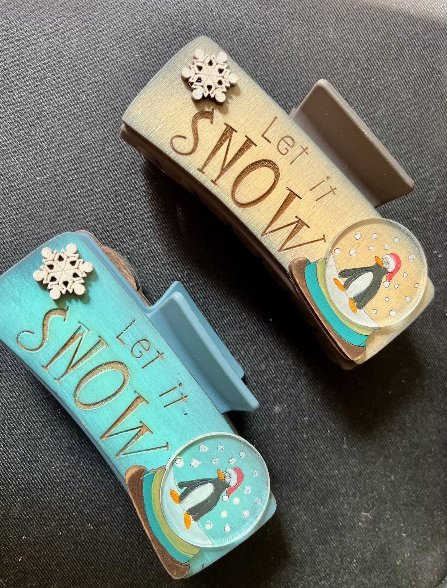 DIY Snow Globe Hair Clip Pieces: Unfinished Birch Wood, Laser Cut
