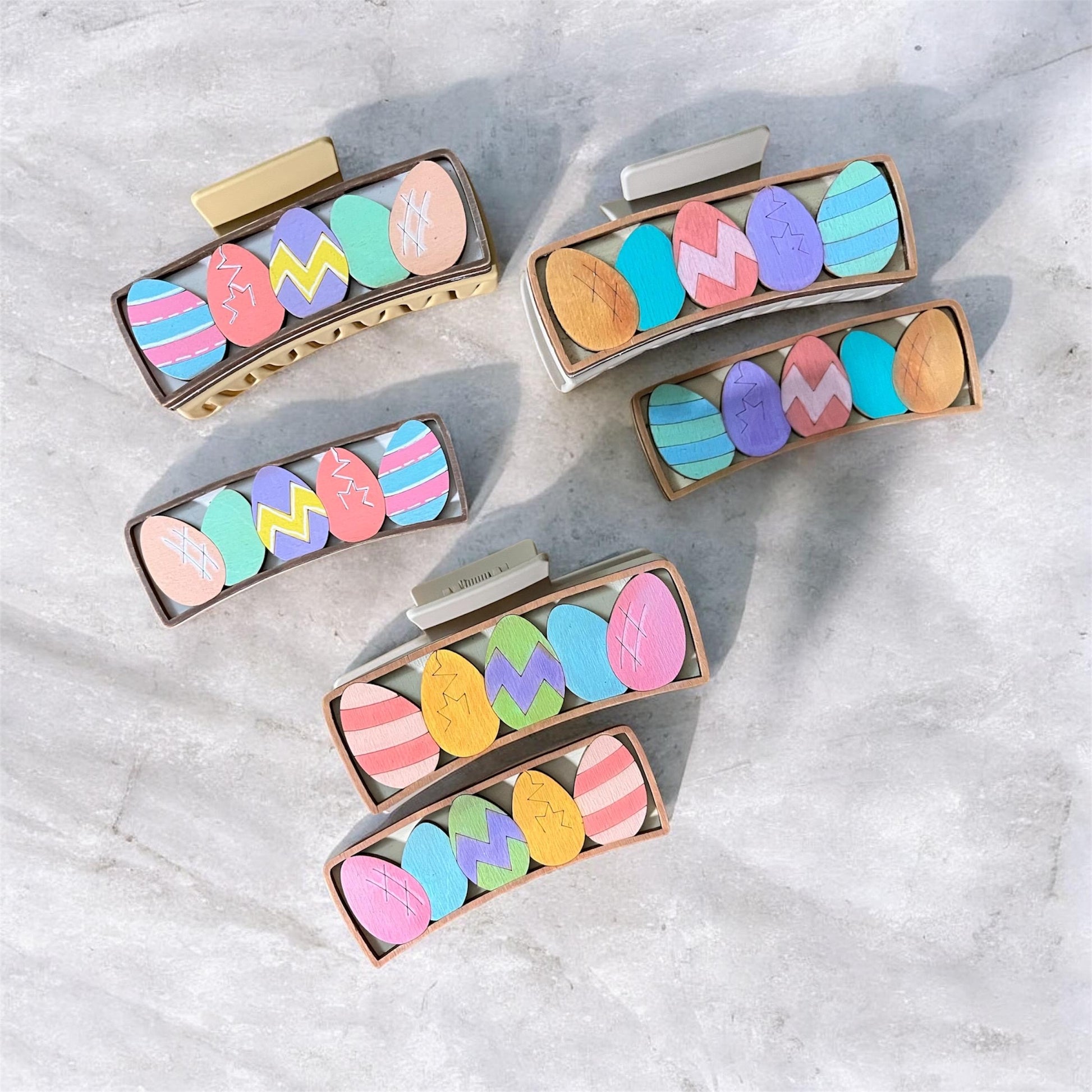 DIY Easter Eggs Claw Clip: Unfinished Wood Laser Cut Blank, Easter Eggs