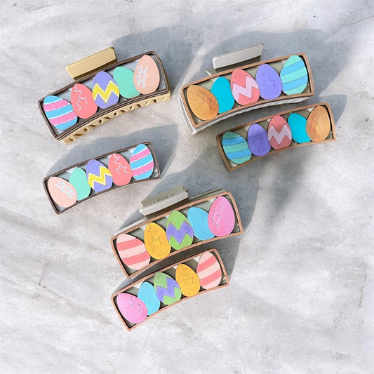 DIY Easter Eggs Claw Clip: Unfinished Wood Laser Cut Blank, Easter Eggs