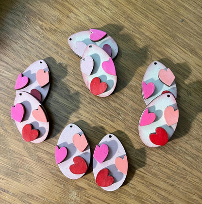 DIY Valentine Hearts, Earrings, Unfinished Earrings, Valentine Fun Earrings, 3D