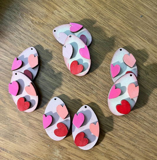 DIY Valentine Hearts, Earrings, Unfinished Earrings, Valentine Fun Earrings, 3D