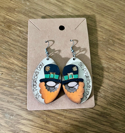 DIY St Patrick's Gnome Earrings, Lucky Gnome Unfinished, Dangles, Gnome for St Patrick's, Lucky Earring