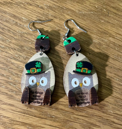 DIY Owl Earrings: Unfinished Wood, Craft Jewelry, St Patricks