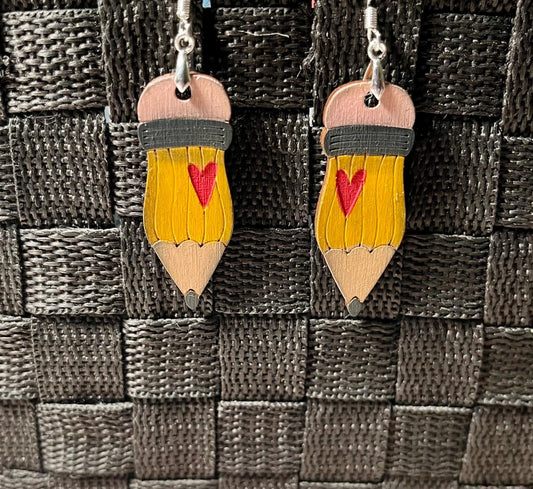 DIY Heart Pencil Wooden Earrings: Unfinished Craft Jewelry