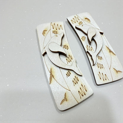 DIY Dolphin Hair Clip Pieces: Laser Cut Birch Wood Blanks, Dolphin Ocean Claw Clip