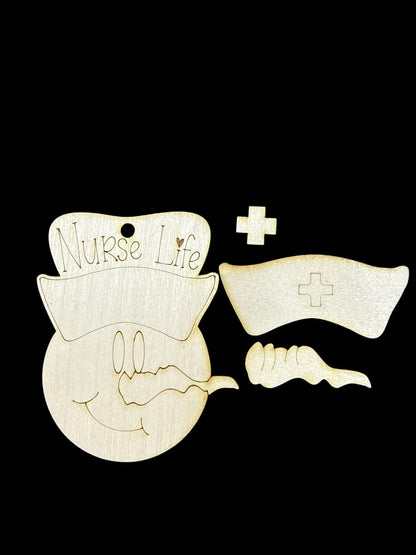 DIY Nurse Life Snowman Ornaments, Nurse Life, Unfinished Wood Christmas Craft, Snowman Ornaments, DIY