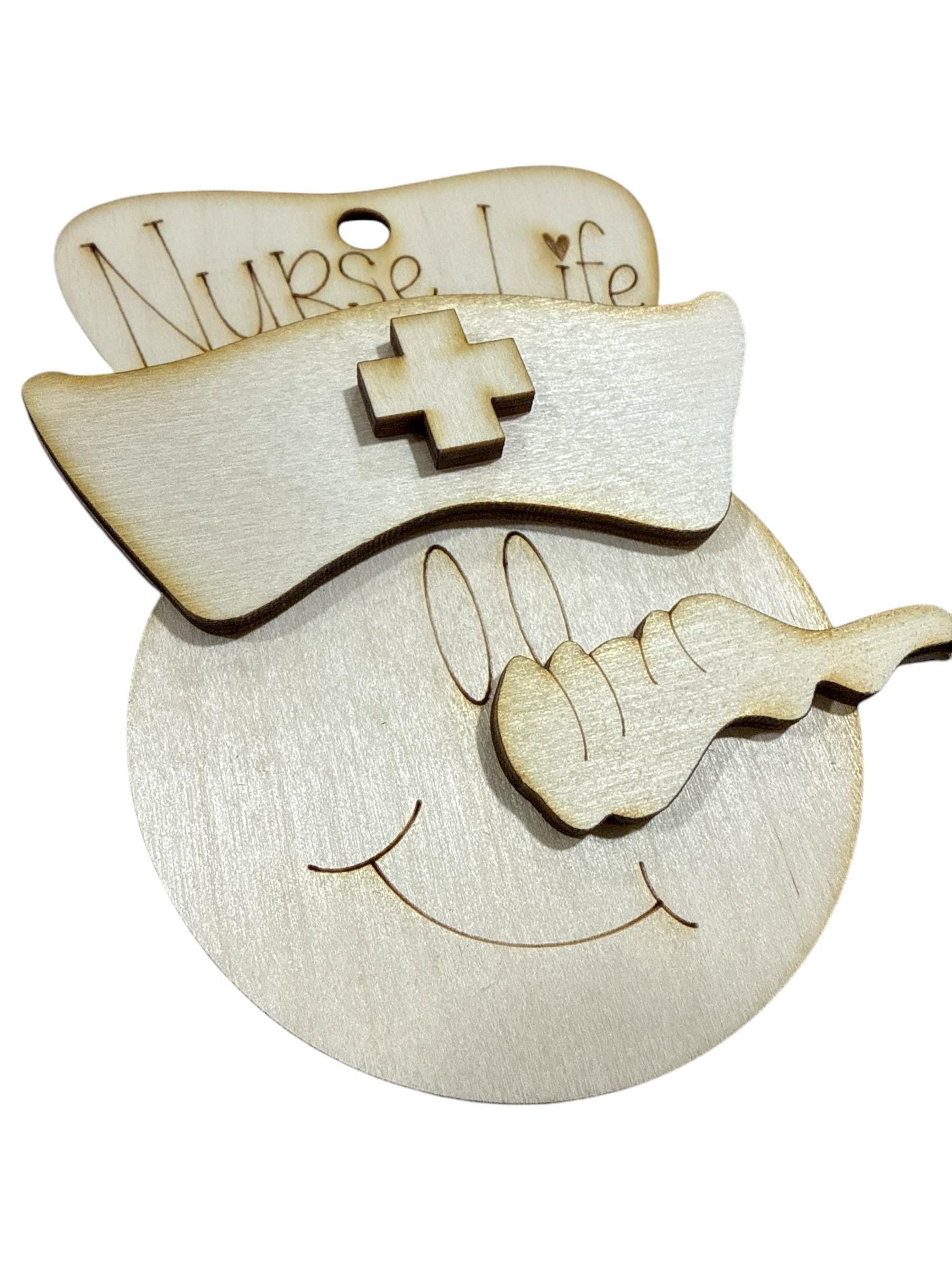 DIY Nurse Life Snowman Ornaments, Nurse Life, Unfinished Wood Christmas Craft, Snowman Ornaments, DIY
