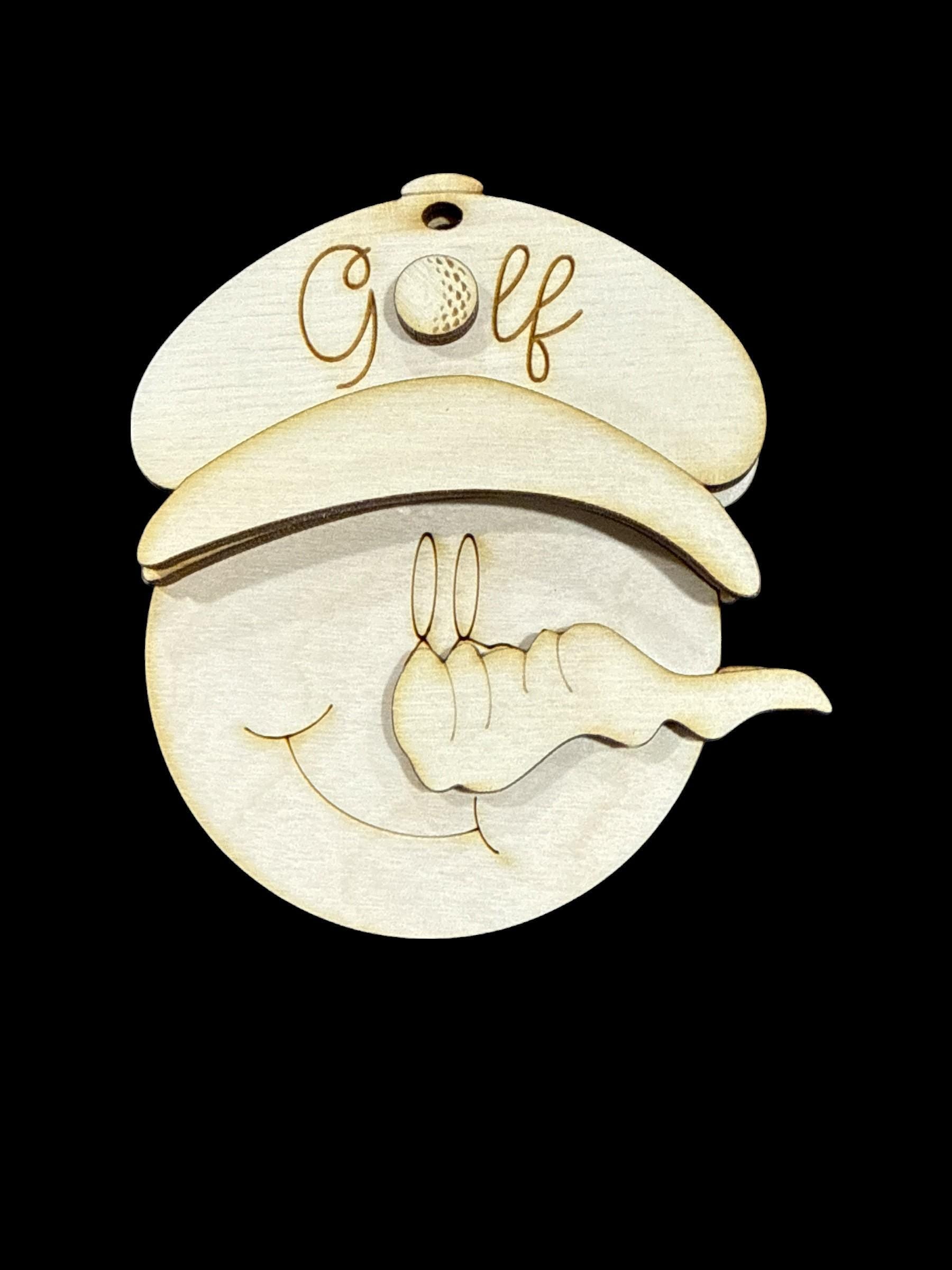 DIY Golf or Football Snowman Ornaments, Golf Ornament, Football Ornament, Golf Charm, Unfinished Wood Christmas Craft, Snowman Ornaments