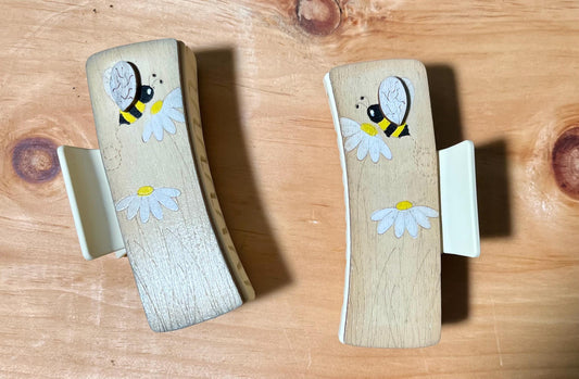 DIY Wood Flower & Bee Hair Clip Pieces: Unfinished Laser Cut Blanks