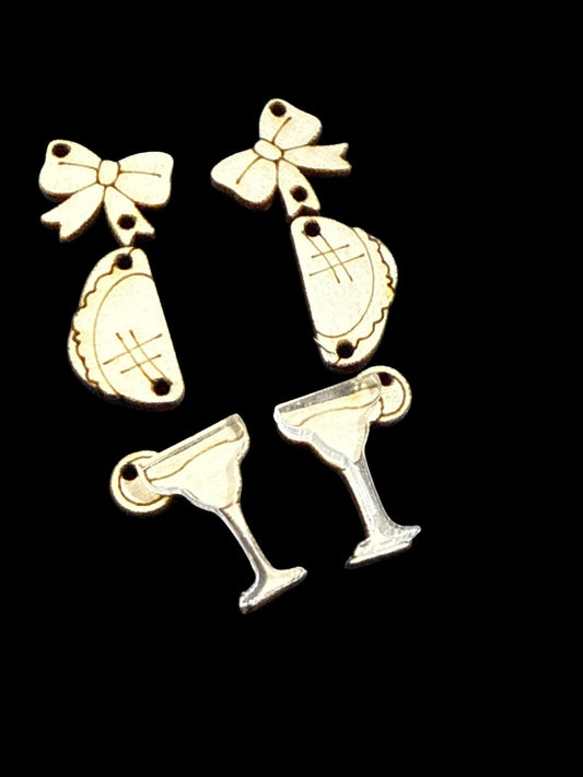 DIY Taco and Margaritas Earrings, Unfinished, Acrylic Acrylic top for Glass, fun Earrings, Taco Night Earrings