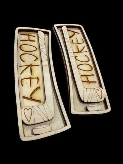 DIY Hockey Hair Clip Pieces: Laser Cut Birch Wood Blanks, Hockey Sports Claw Clip