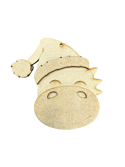 DIY Santa Animal Ornaments, Unfinished Wood, Farmhouse Christmas Craft, Duck Ornament, Unicorn Santa Hat