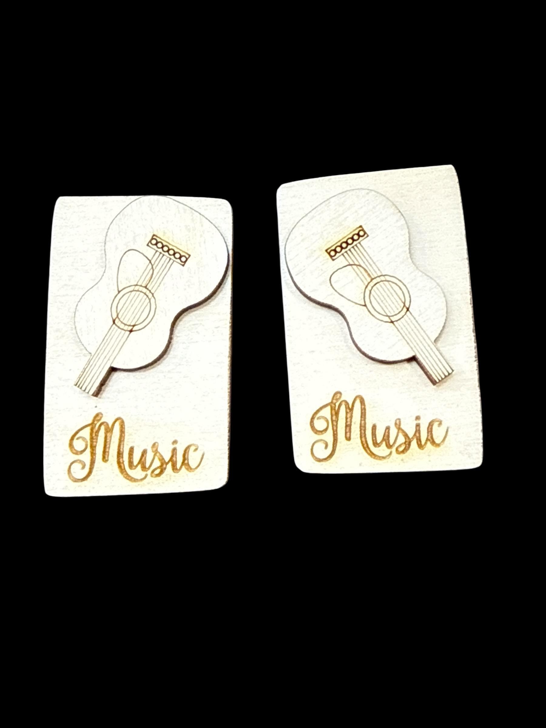 DIY 2” Guitar Laser Blank Hair Clip Pieces, Music Wooden Blank Clip, Wood is Ready to Paint, Laser Cut, Claw Clip. 2"
