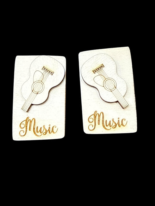DIY 2” Guitar Laser Blank Hair Clip Pieces, Music Wooden Blank Clip, Wood is Ready to Paint, Laser Cut, Claw Clip. 2"