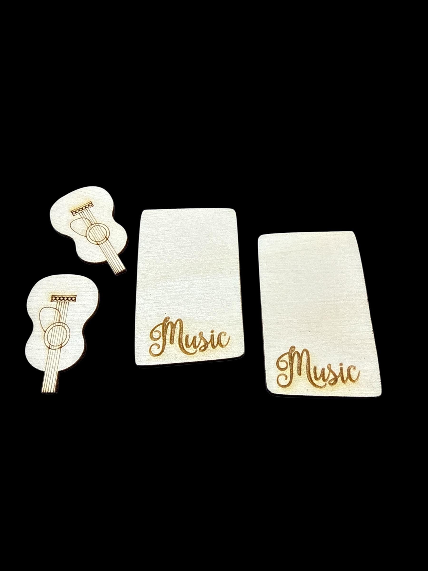 DIY 2” Guitar Laser Blank Hair Clip Pieces, Music Wooden Blank Clip, Wood is Ready to Paint, Laser Cut, Claw Clip. 2"