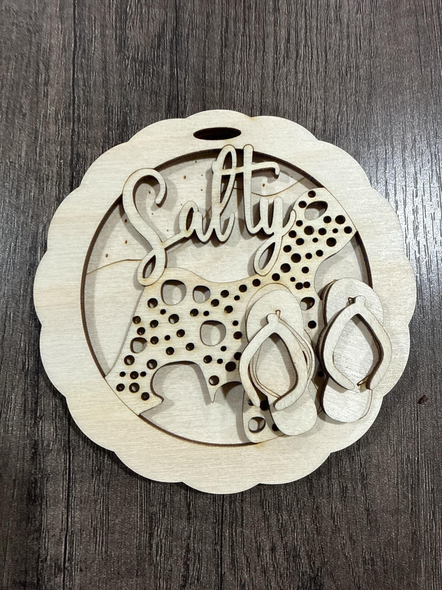 DIY Salty Summer ornament, Beach Car Charm, Salty 3d ornament, summer car charm
