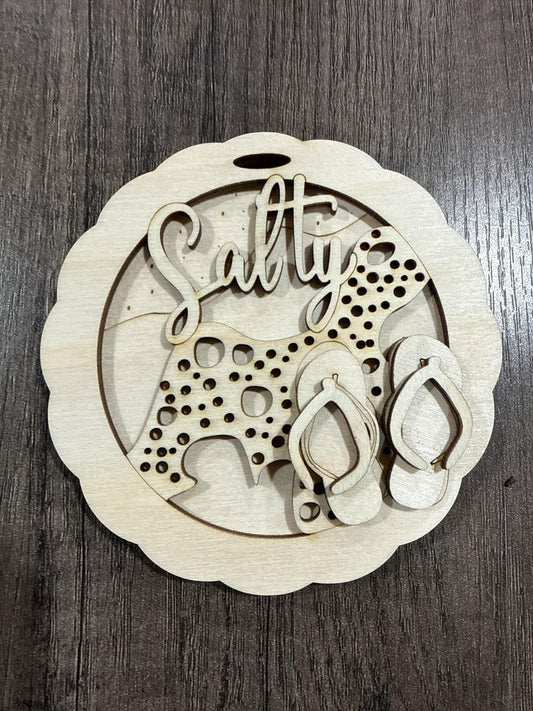 DIY Salty Summer ornament, Beach Car Charm, Salty 3d ornament, summer car charm