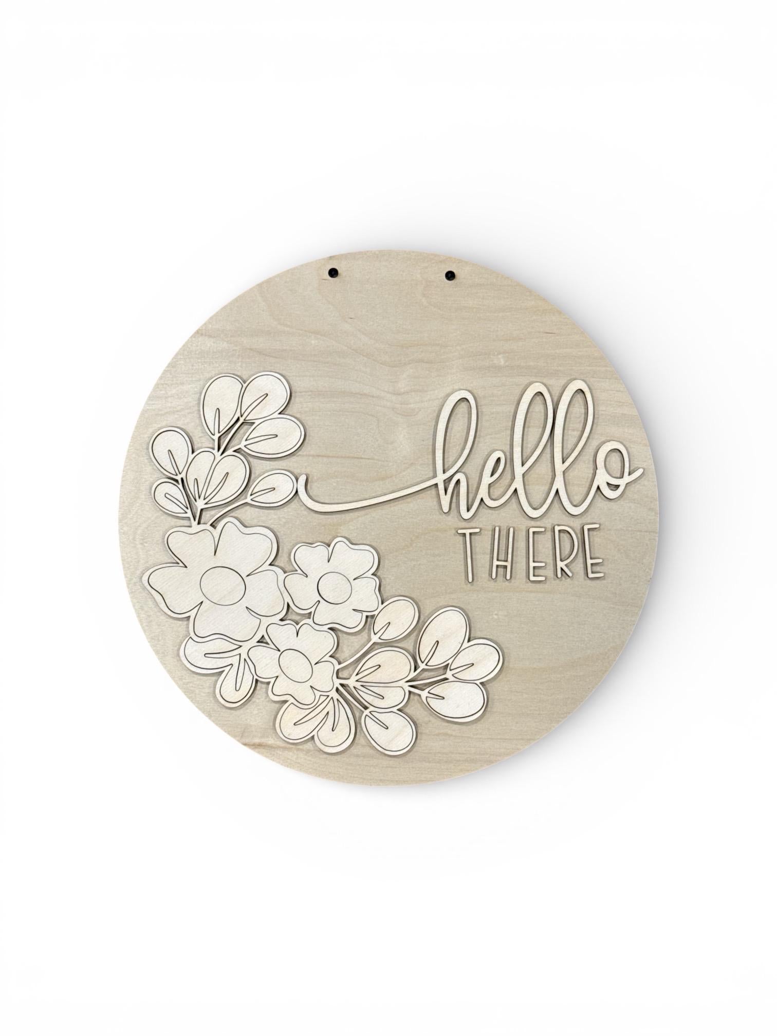 DIY Hello there flowers Unfinished Door Hanger, DIY, Unfinished, flowers Door Hanger, Fun, Door Hanger, Door Hanger, Paint craft