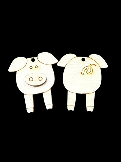 DIY Pig Dangles, Pig Legs Dangle, Pig Face, Pig Butt Unfinished Earrings, Unfinished Earrings, Farm Animals