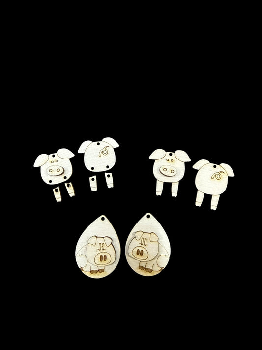 DIY Pig Dangles, Pig Legs Dangle, Pig Face, Pig Butt Unfinished Earrings, Unfinished Earrings, Farm Animals