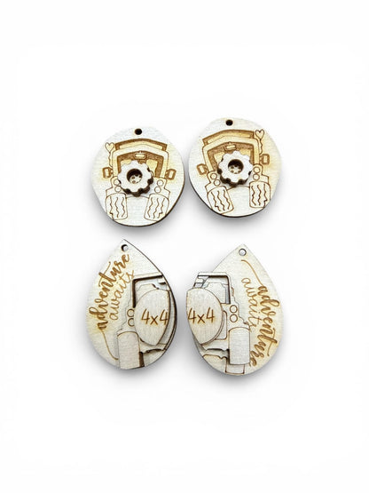 DIY Offroading Earrings: Unfinished Birch Wood, Engraved, Craft Jewelry, Offroad Earrings, Earrings, Adventure Begins