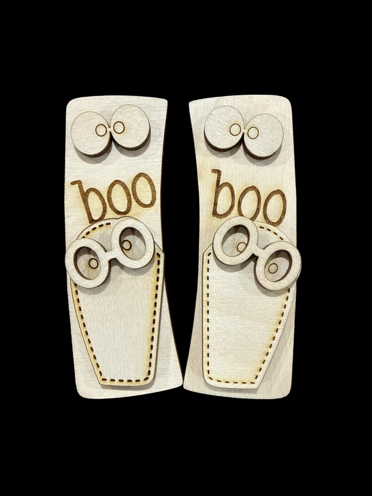 DIY Boo Hair Clip,2" and 4" Claw Clip, Bat Earrings: Unfinished Wood Laser Cut Blank, Ghosts Claw Clip, Earring, Bundle, Halloween