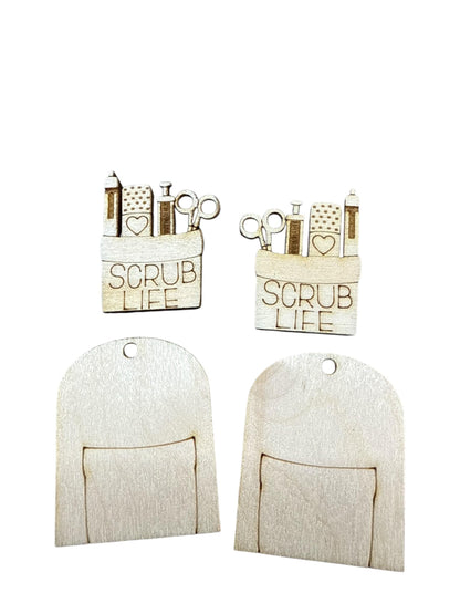 DIY Scrub Life Dangle Earrings: Unfinished Birch Wood, Engraved, Craft Jewelry, Scrub Earrings, Nurse Earrings, Medical Earring