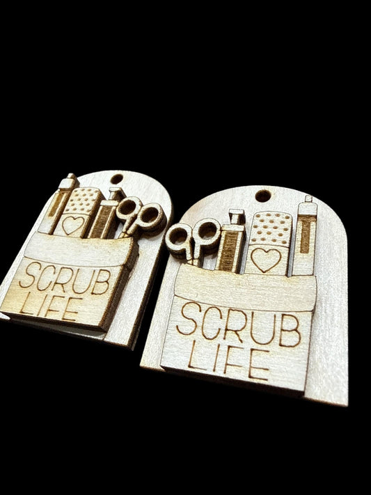 DIY Scrub Life Dangle Earrings: Unfinished Birch Wood, Engraved, Craft Jewelry, Scrub Earrings, Nurse Earrings, Medical Earring