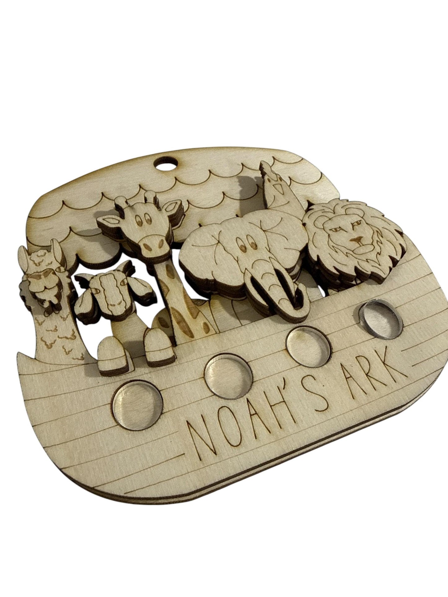 DIY Noah’s Ark Ornament, 3D Wooden Craft, Unfinished Paint-Your-Own, 4.5x4.5, Christian Christmas Ornament