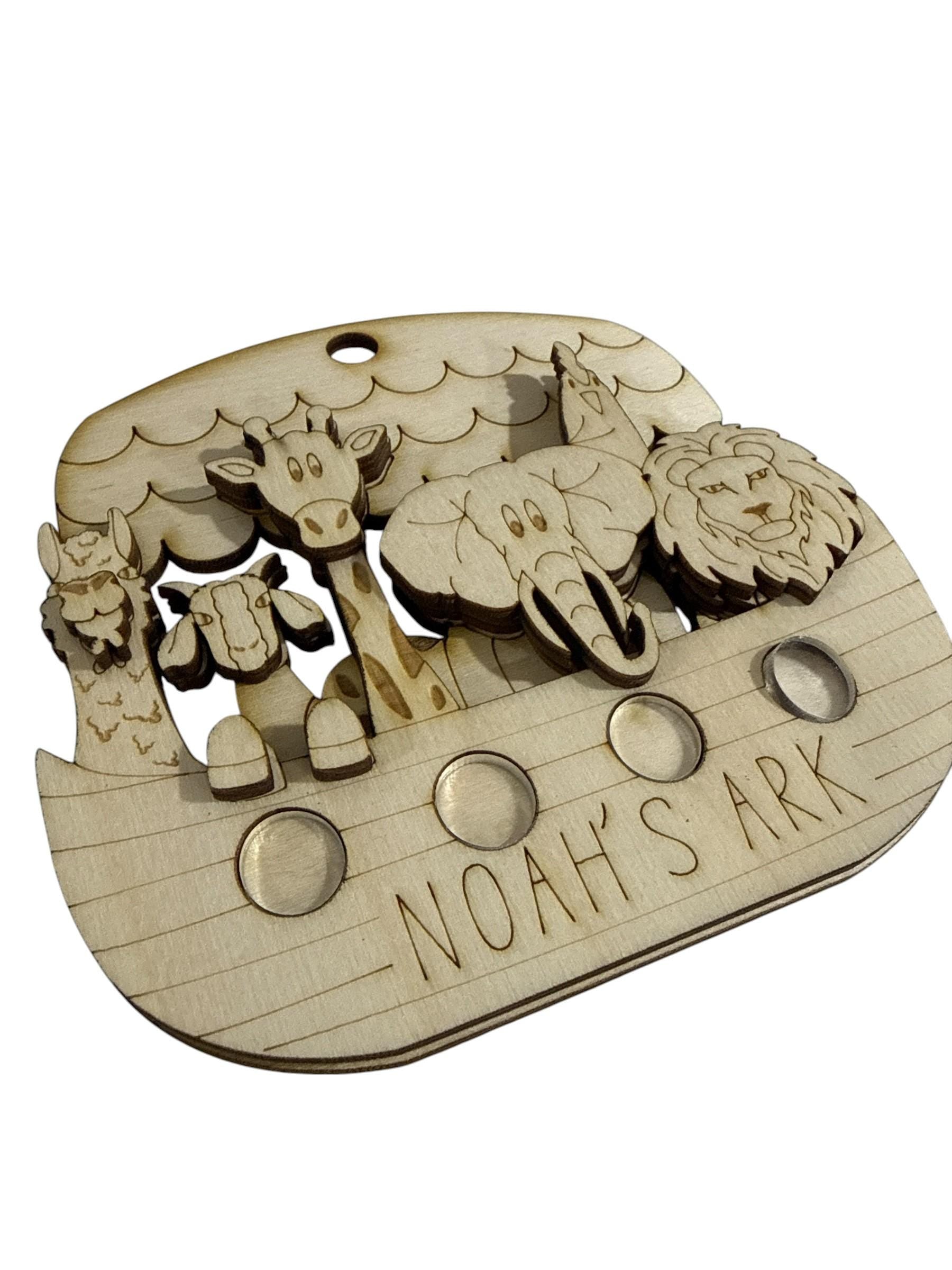 DIY Noah’s Ark Ornament, 3D Wooden Craft, Unfinished Paint-Your-Own, 4.5x4.5, Christian Christmas Ornament