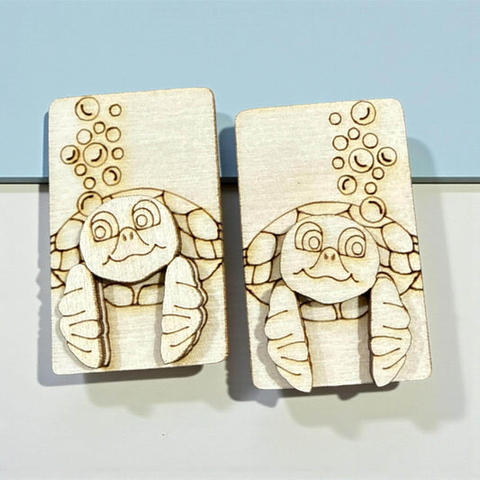 DIY 2” Turtle Laser Blank Hair Clip Pieces, Sea Turtle Wooden Blank Clip, Wood is Ready to Paint, Laser Cut, Claw Clip. 2"